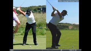 Jon Rahm golf swing  Long Iron faceon amp downtheline July 2017 [upl. by Ocsisnarf]