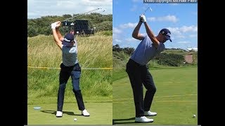 Justin Thomas golf swing  Long Iron faceon amp downtheline July 2017 [upl. by Butterfield215]