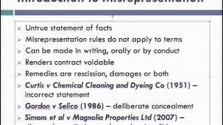 Misrepresentation Lecture 1 of 4 [upl. by Candie803]